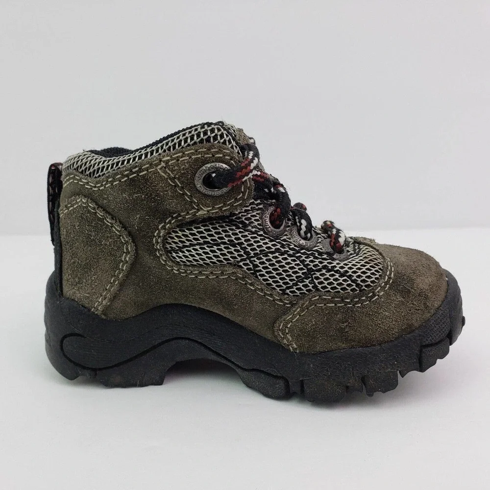 Timberland Baby Boys Size 5.5 Gray Leather Lace Up Outdoors Hiking Boots